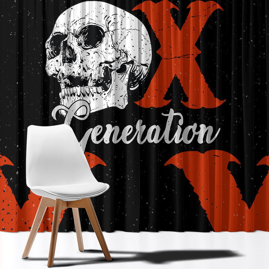 Generation X Skull Window Curtain Retro Distressed Grunge Edgy Nostalgia