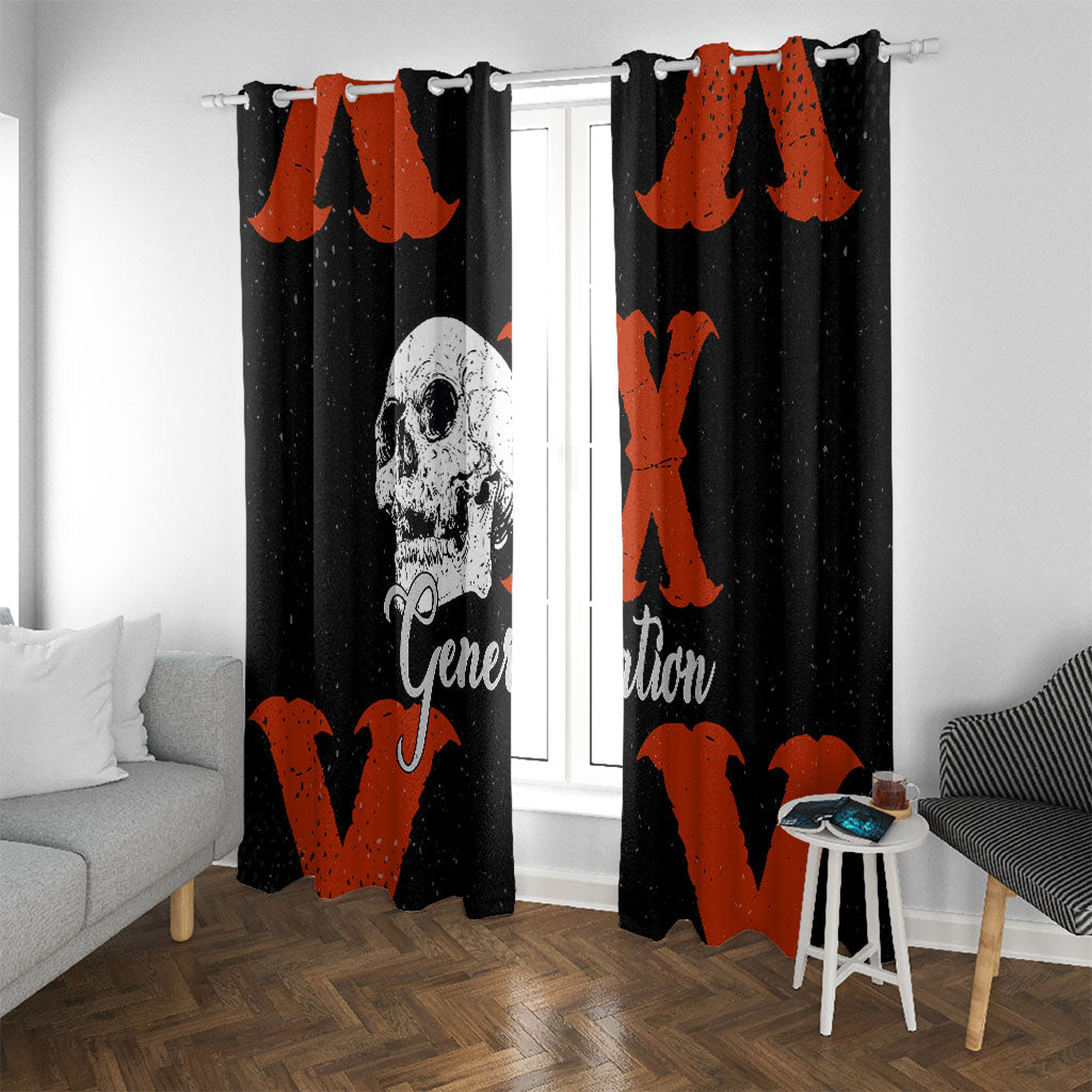 Generation X Skull Window Curtain Retro Distressed Grunge Edgy Nostalgia