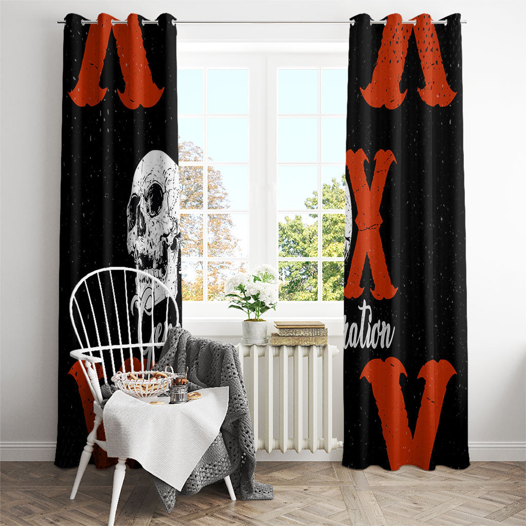 Generation X Skull Window Curtain Retro Distressed Grunge Edgy Nostalgia