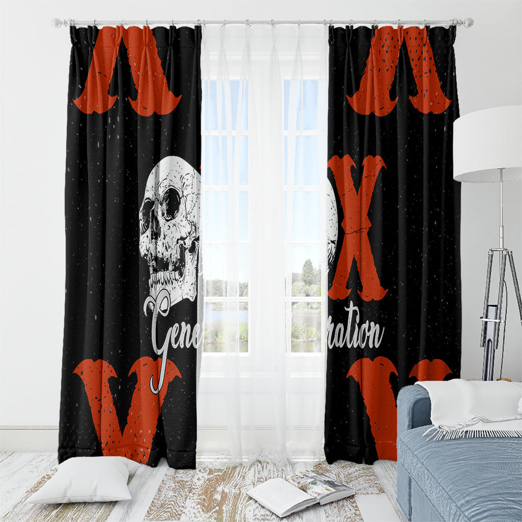 Generation X Skull Window Curtain Retro Distressed Grunge Edgy Nostalgia