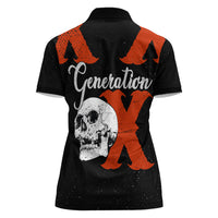 Generation X Skull Women Polo Shirt Retro Distressed Grunge Edgy Nostalgia