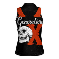 Generation X Skull Women Sleeveless Polo Shirt Retro Distressed Grunge Edgy Nostalgia
