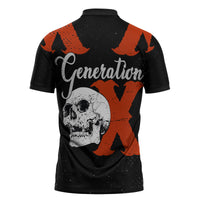 Generation X Skull Zipper Polo Shirt Retro Distressed Grunge Edgy Nostalgia