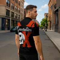 Generation X Skull Zipper Polo Shirt Retro Distressed Grunge Edgy Nostalgia