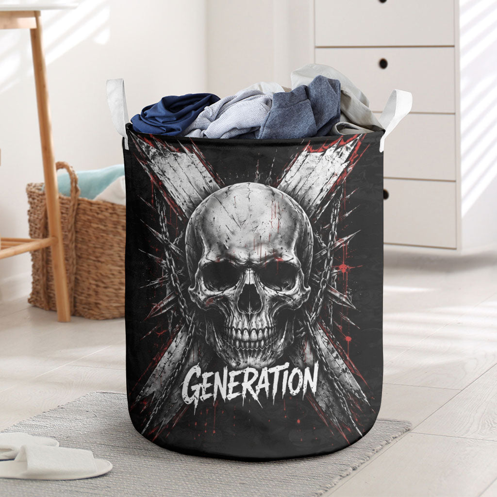 Generation X Skull Laundry Basket Distressed Heavy Metal Grunge