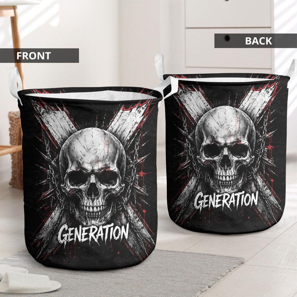 Generation X Skull Laundry Basket Distressed Heavy Metal Grunge