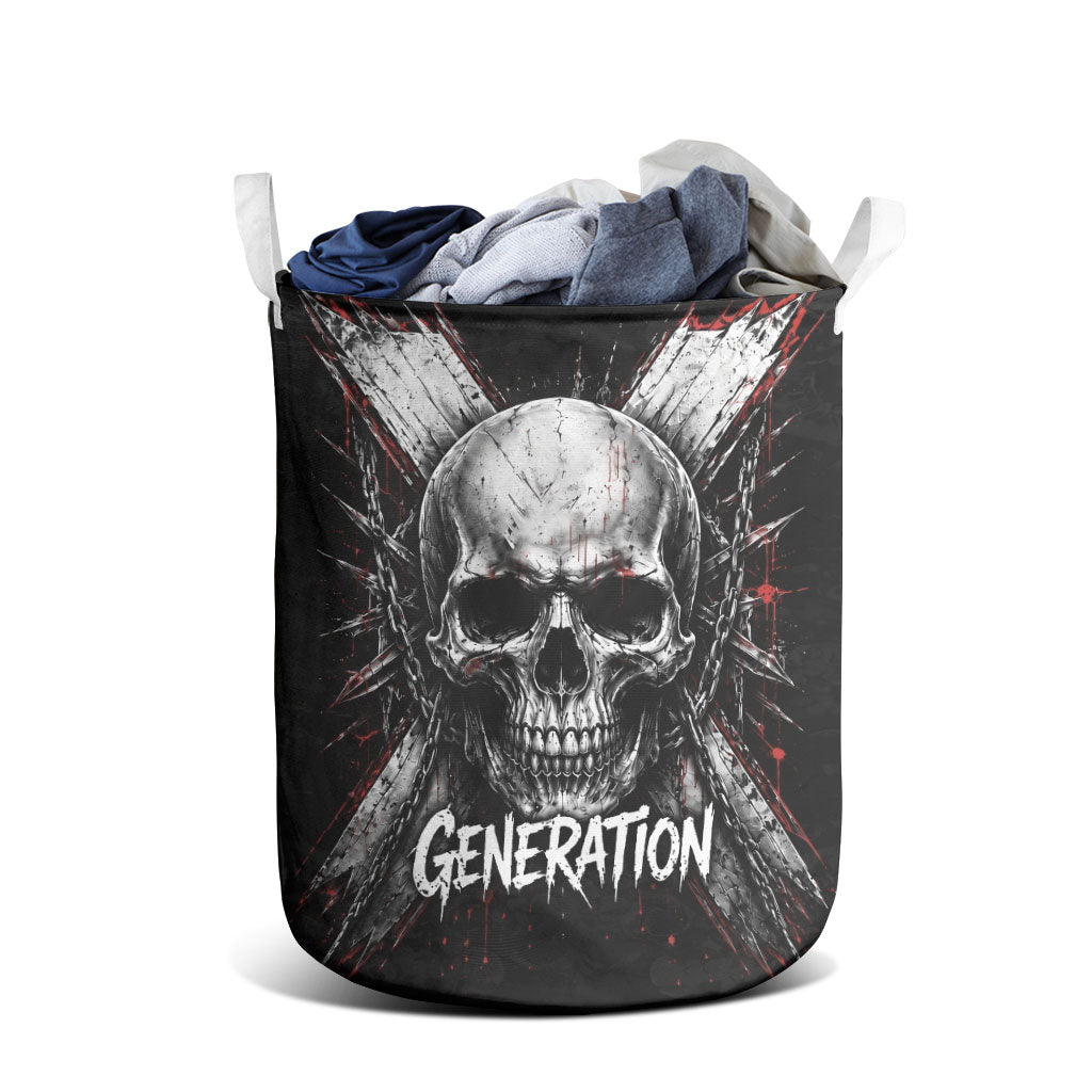 Generation X Skull Laundry Basket Distressed Heavy Metal Grunge
