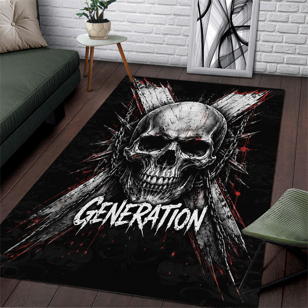 Generation X Skull Area Rug Distressed Heavy Metal Grunge