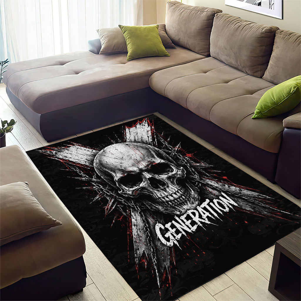 Generation X Skull Area Rug Distressed Heavy Metal Grunge