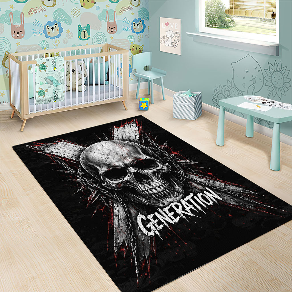 Generation X Skull Area Rug Distressed Heavy Metal Grunge