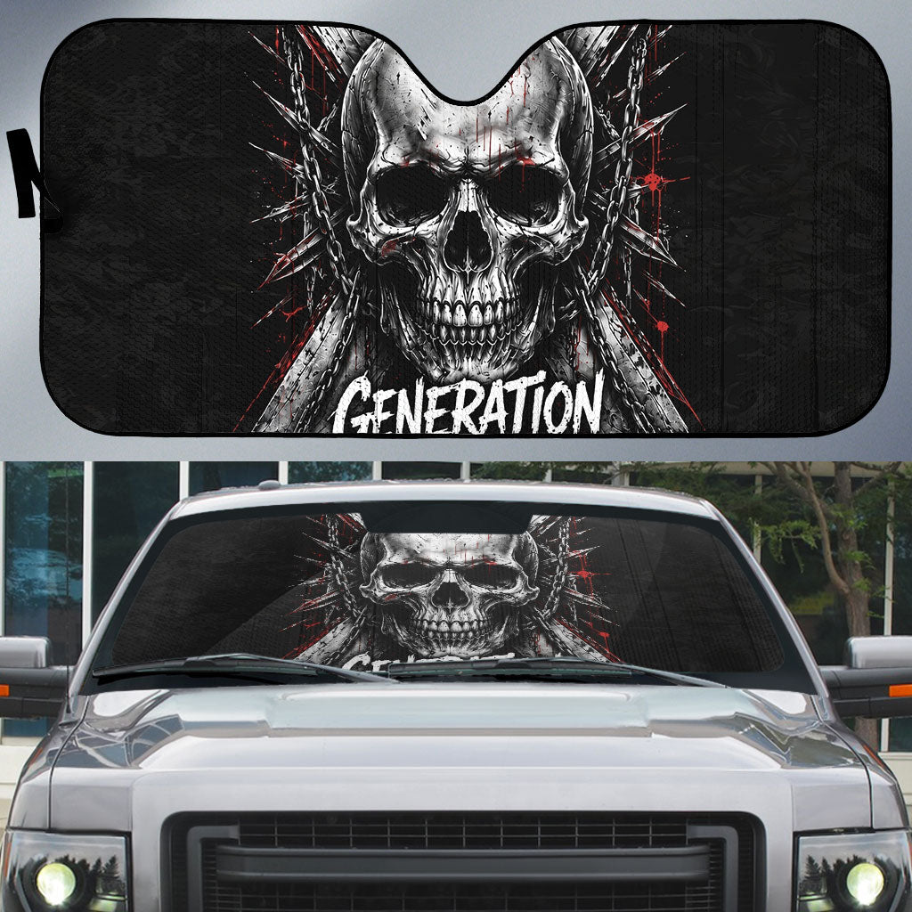 Generation X Skull Auto Sun Shade Distressed Heavy Metal Grunge