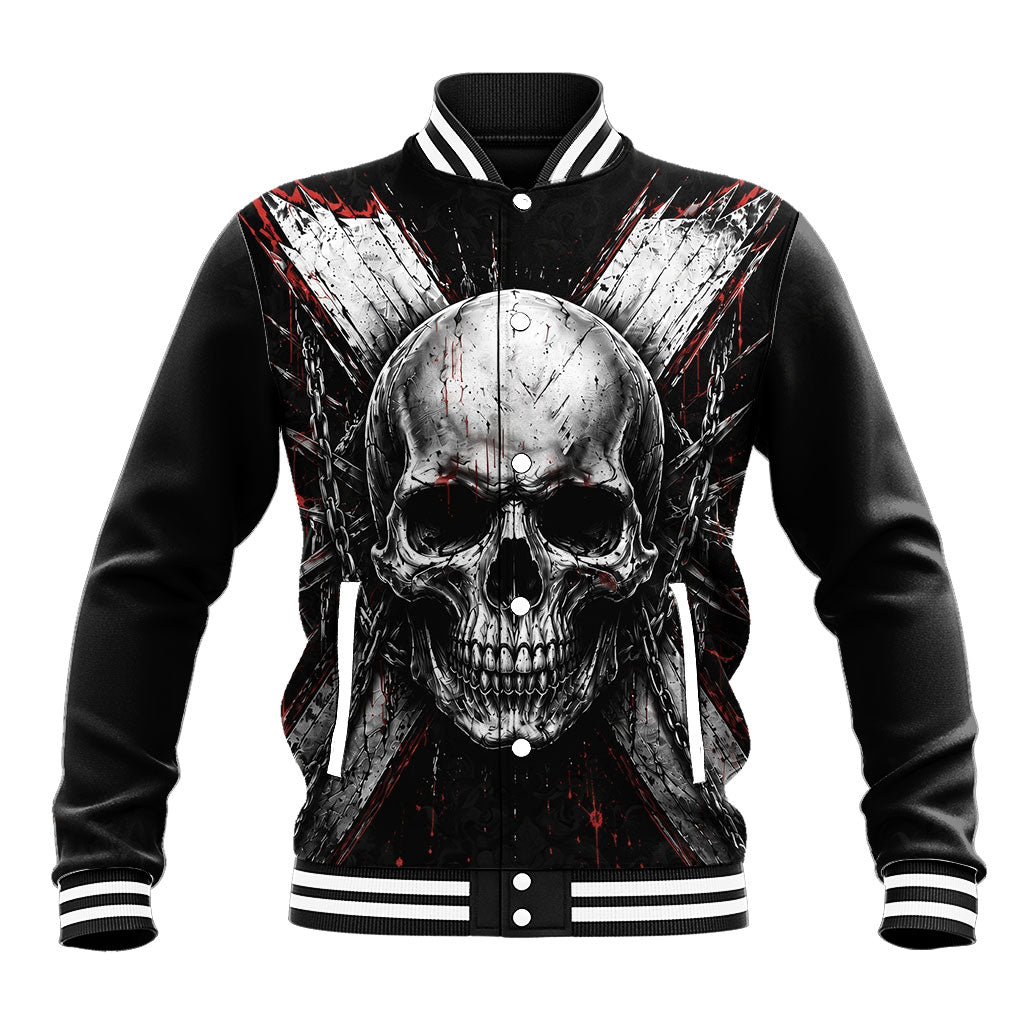 Generation X Skull Baseball Jacket Distressed Heavy Metal Grunge