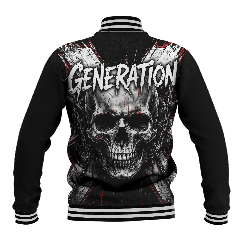 Generation X Skull Baseball Jacket Distressed Heavy Metal Grunge