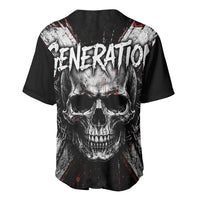 Generation X Skull Baseball Jersey Distressed Heavy Metal Grunge