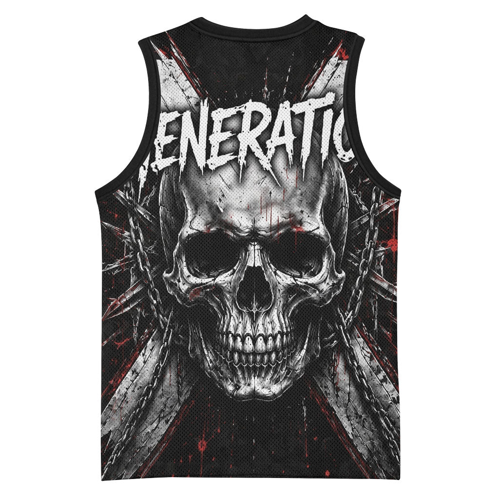 Generation X Skull Basketball Jersey Distressed Heavy Metal Grunge