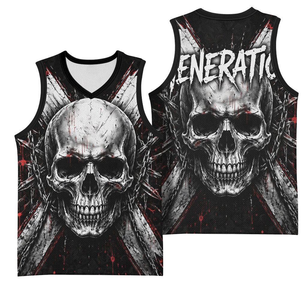 Generation X Skull Basketball Jersey Distressed Heavy Metal Grunge