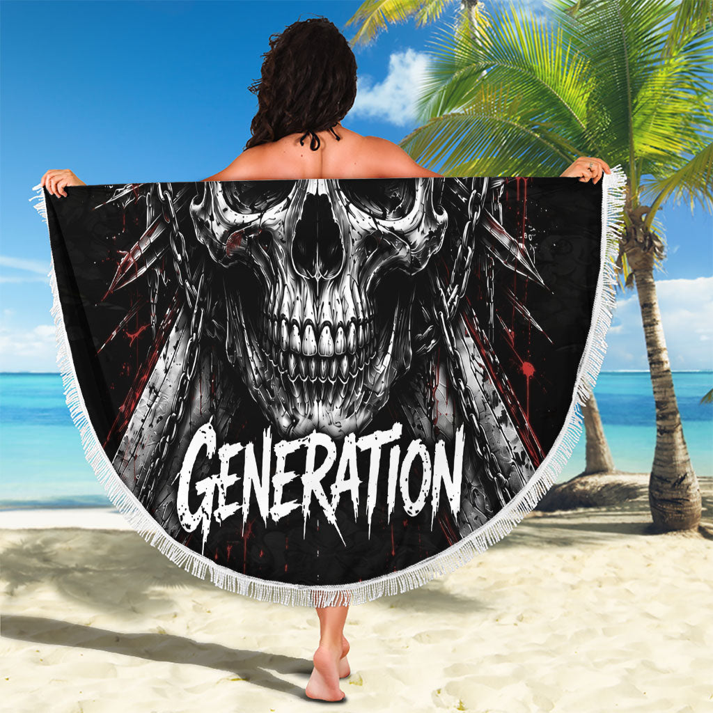 Generation X Skull Beach Blanket Distressed Heavy Metal Grunge