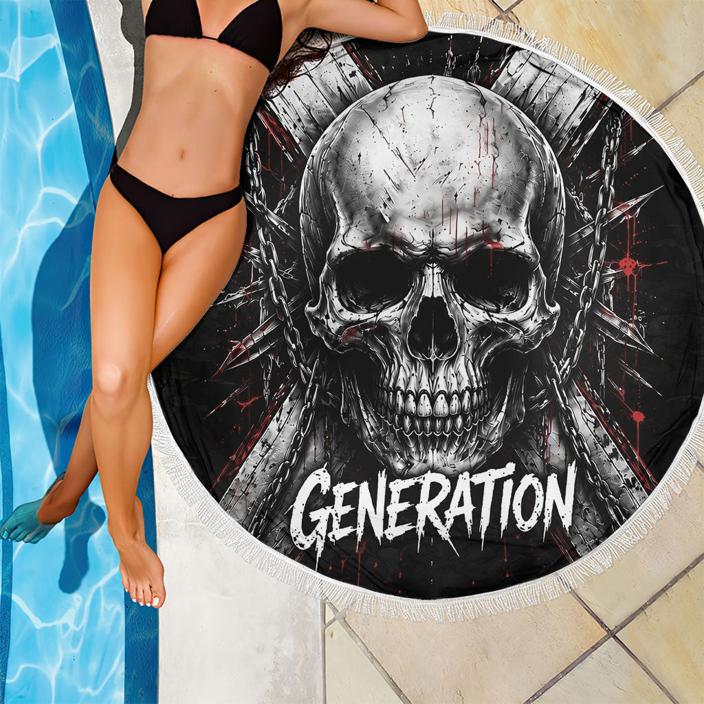 Generation X Skull Beach Blanket Distressed Heavy Metal Grunge
