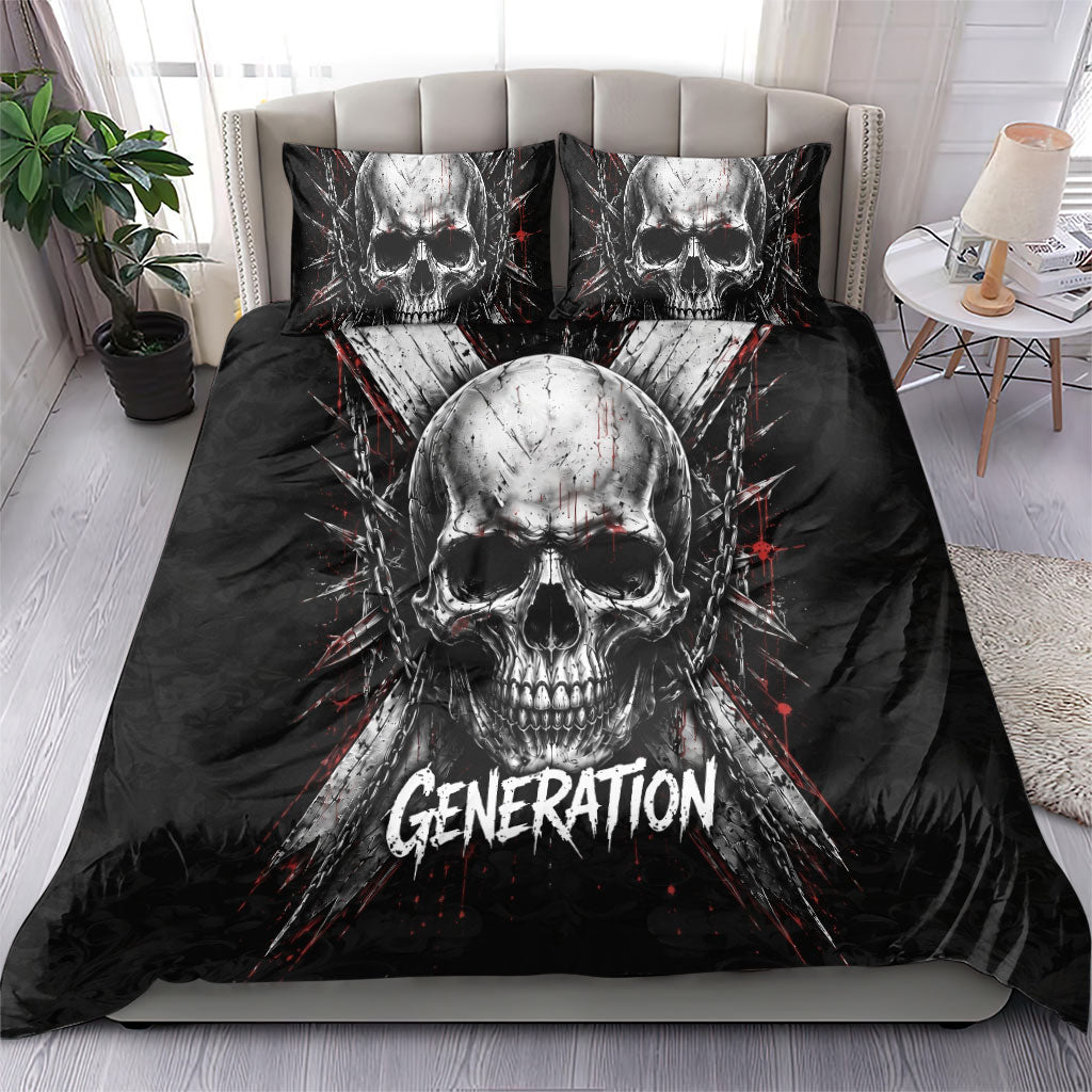 Generation X Skull Bedding Set Distressed Heavy Metal Grunge