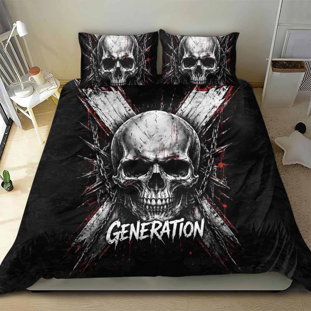 Generation X Skull Bedding Set Distressed Heavy Metal Grunge