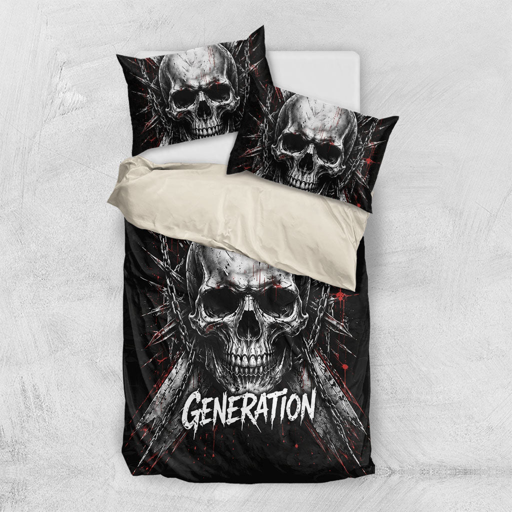 Generation X Skull Bedding Set Distressed Heavy Metal Grunge