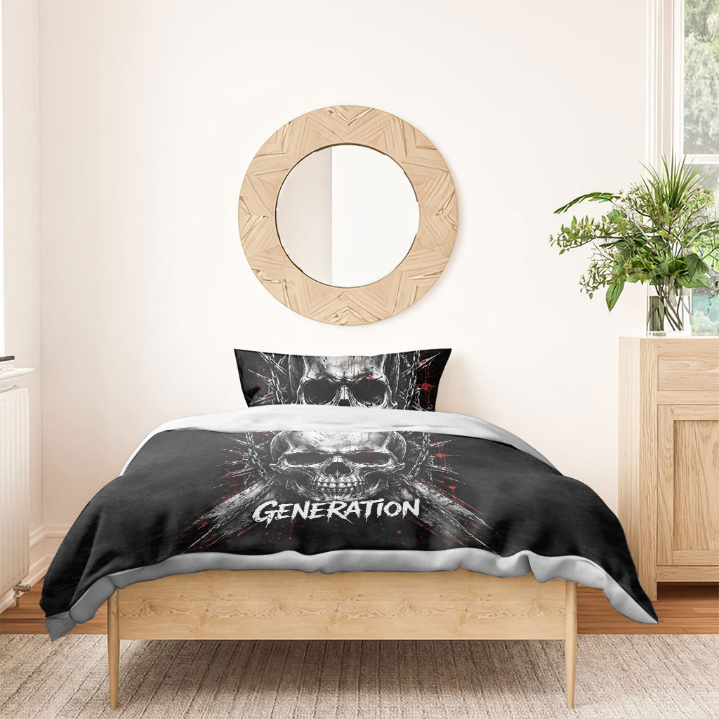 Generation X Skull Bedding Set Distressed Heavy Metal Grunge