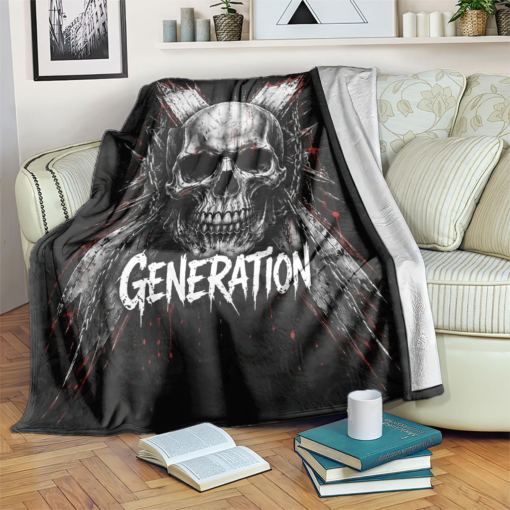 Generation X Skull Blanket Distressed Heavy Metal Grunge