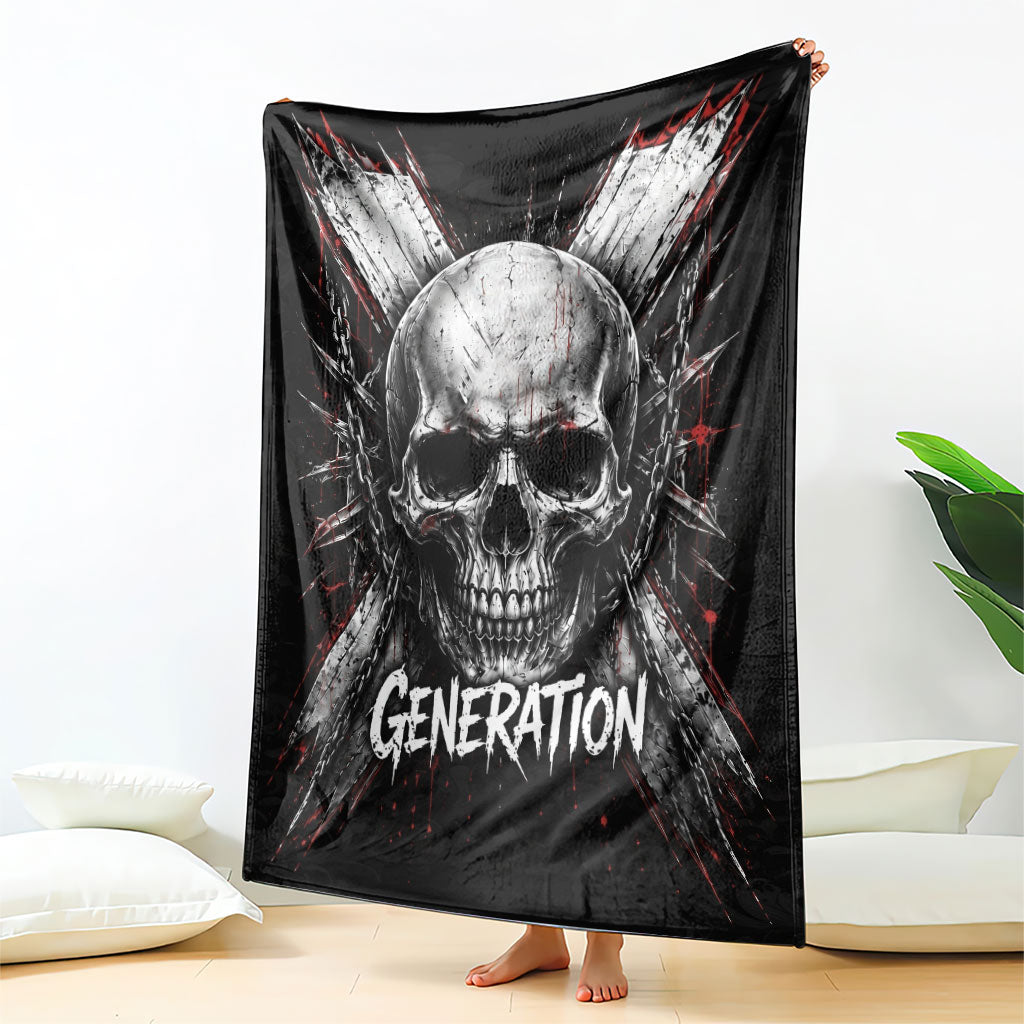 Generation X Skull Blanket Distressed Heavy Metal Grunge