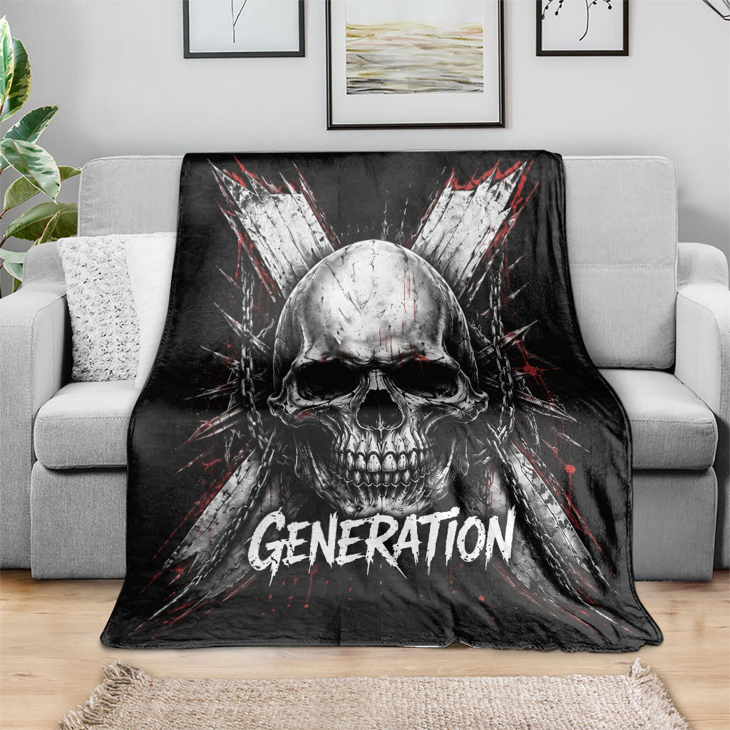 Generation X Skull Blanket Distressed Heavy Metal Grunge