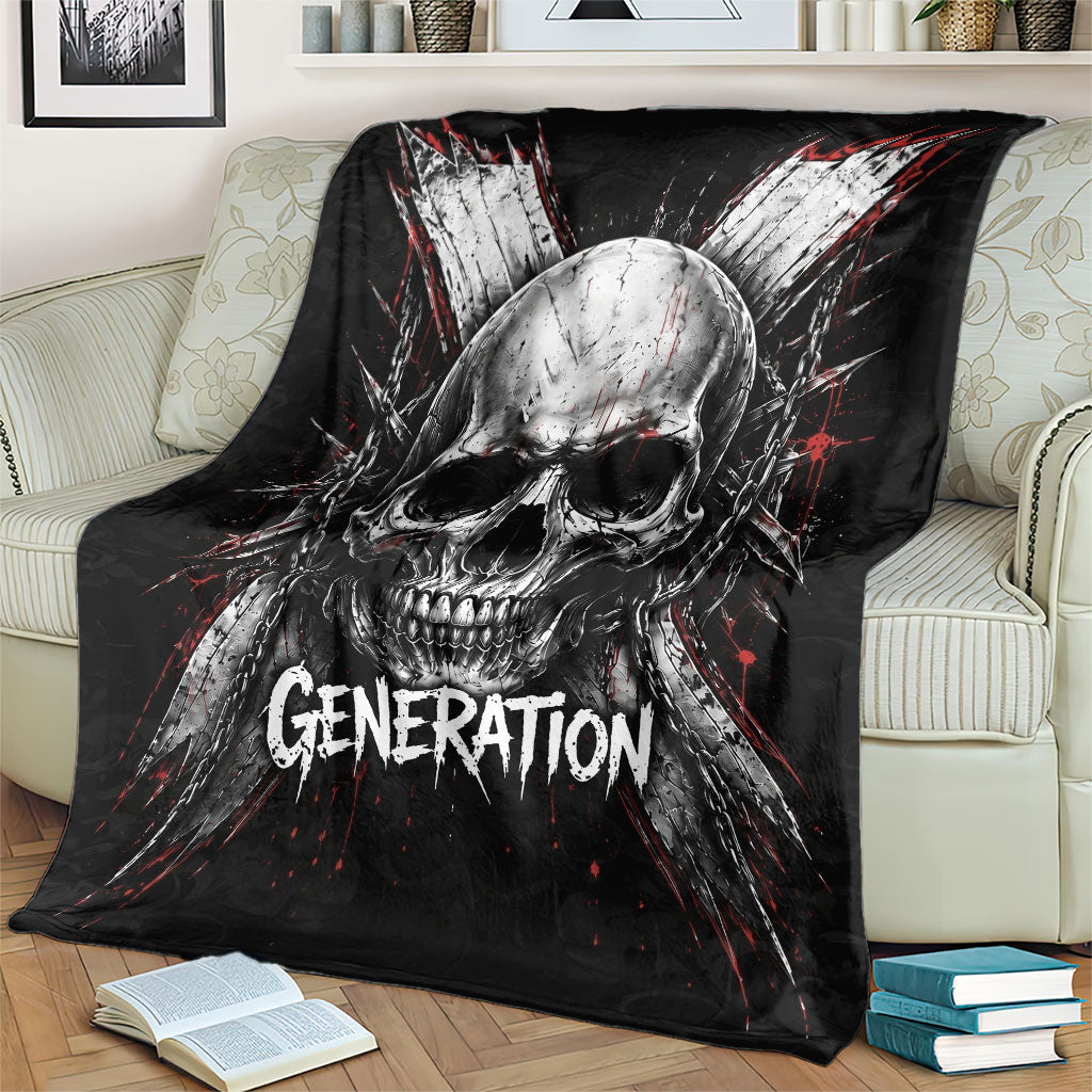 Generation X Skull Blanket Distressed Heavy Metal Grunge