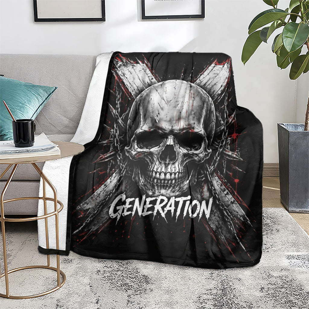 Generation X Skull Blanket Distressed Heavy Metal Grunge