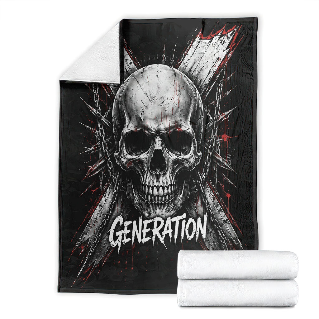 Generation X Skull Blanket Distressed Heavy Metal Grunge