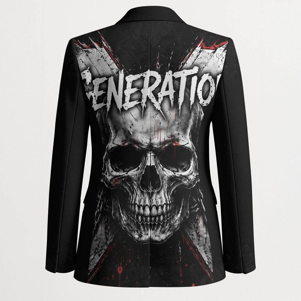 Generation X Skull Blazer Distressed Heavy Metal Grunge