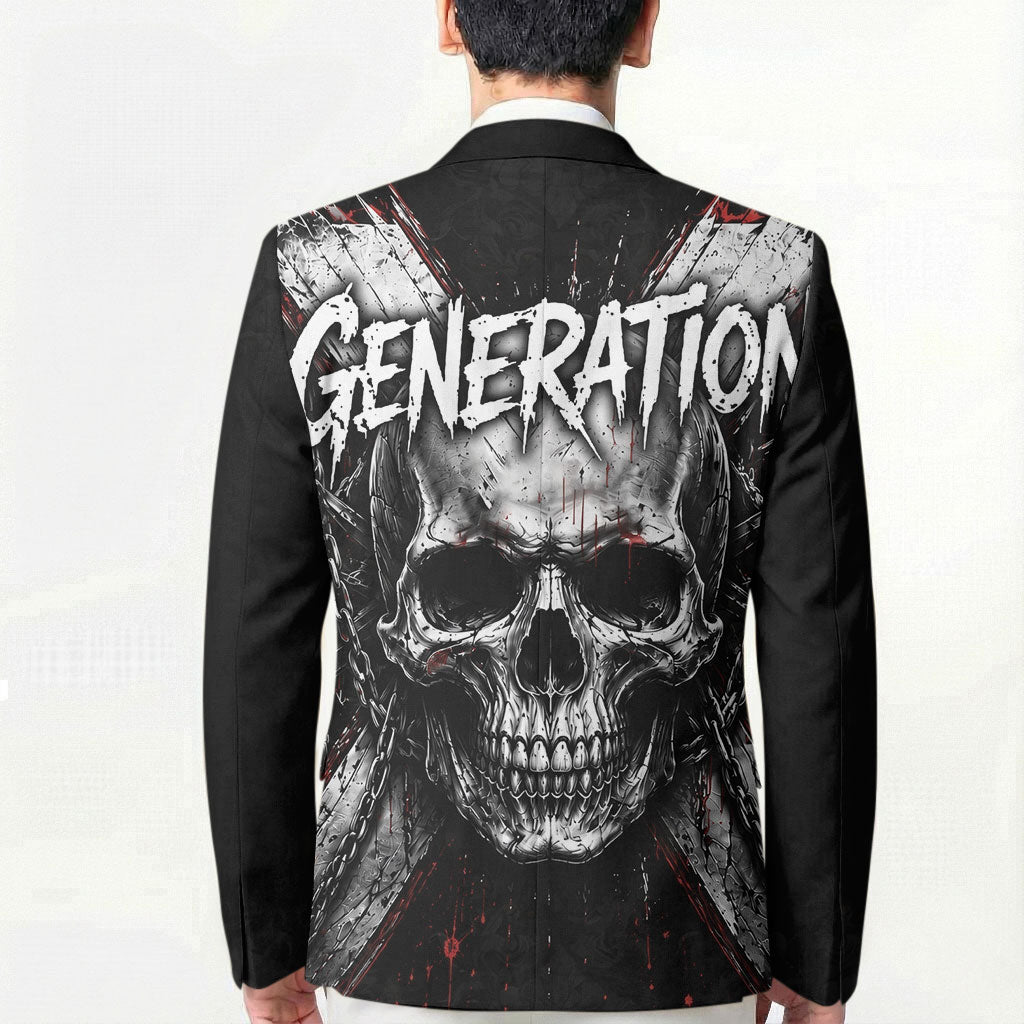 Generation X Skull Blazer Distressed Heavy Metal Grunge