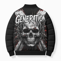 Generation X Skull Bomber Puffer Jacket Distressed Heavy Metal Grunge
