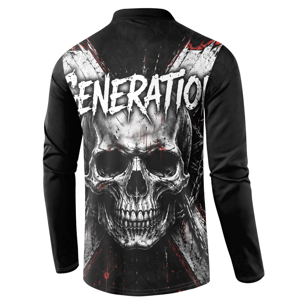 Generation X Skull Button Sweatshirt Distressed Heavy Metal Grunge