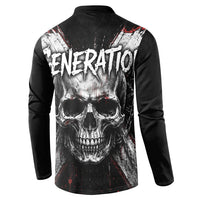 Generation X Skull Button Sweatshirt Distressed Heavy Metal Grunge