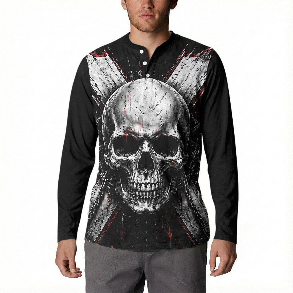 Generation X Skull Button Sweatshirt Distressed Heavy Metal Grunge