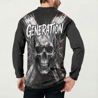 Generation X Skull Button Sweatshirt Distressed Heavy Metal Grunge