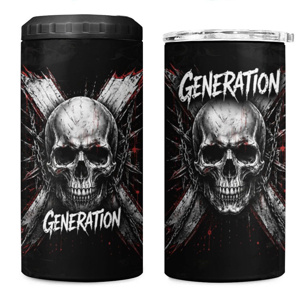 Generation X Skull 4 in 1 Can Cooler Tumbler Distressed Heavy Metal Grunge