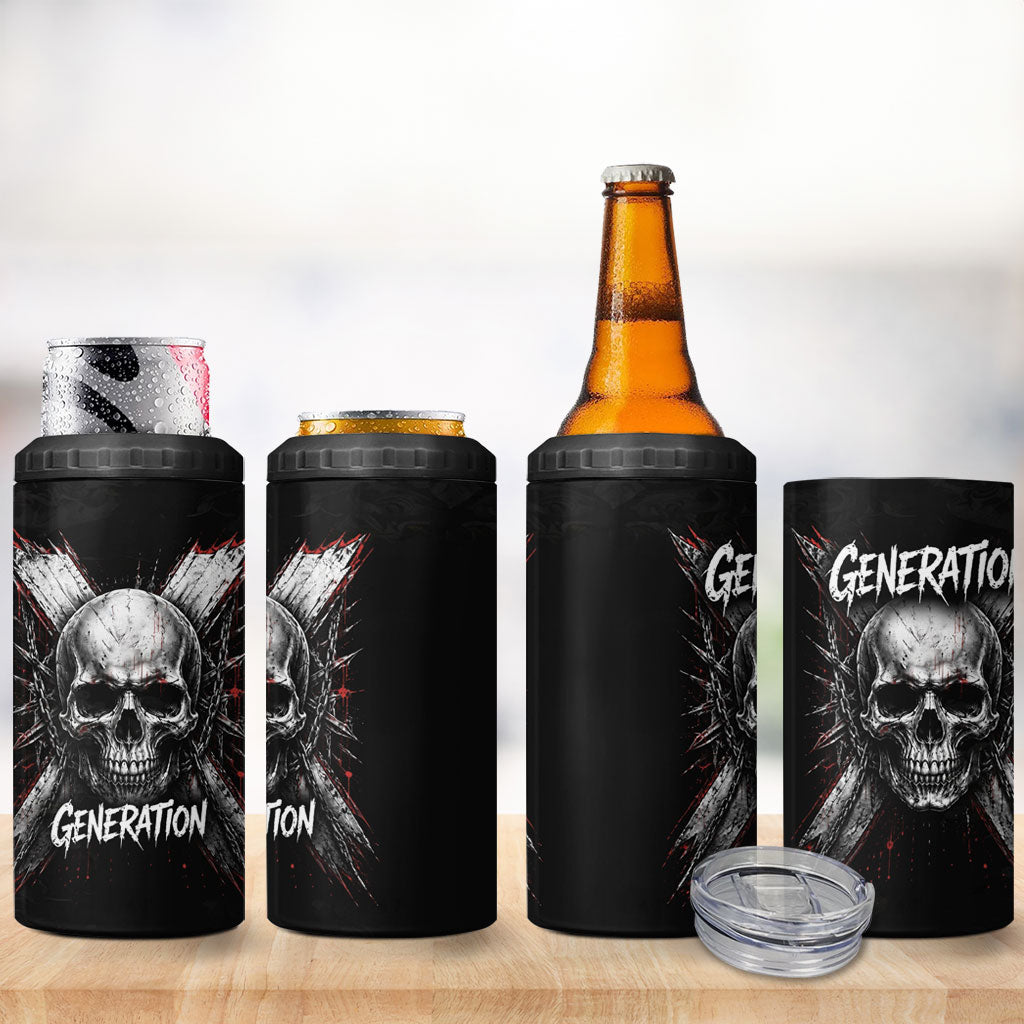 Generation X Skull 4 in 1 Can Cooler Tumbler Distressed Heavy Metal Grunge