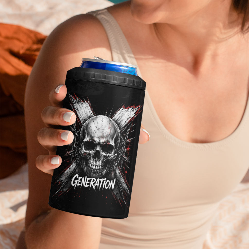 Generation X Skull 4 in 1 Can Cooler Tumbler Distressed Heavy Metal Grunge
