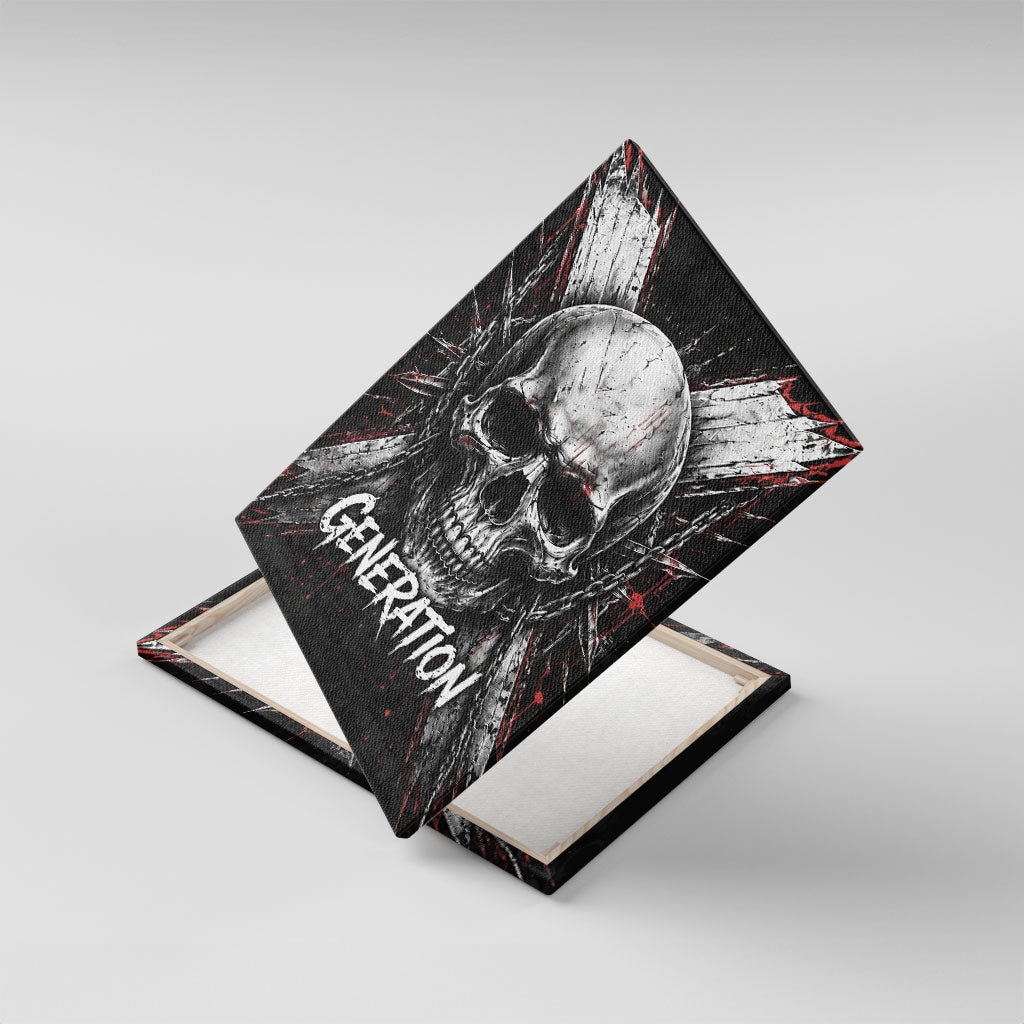 Generation X Skull Canvas Wall Art Distressed Heavy Metal Grunge