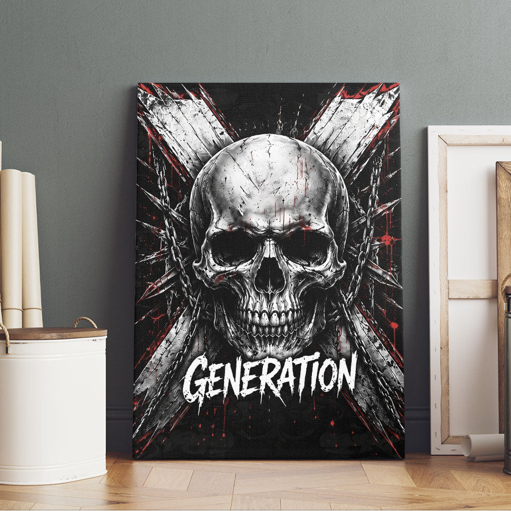 Generation X Skull Canvas Wall Art Distressed Heavy Metal Grunge