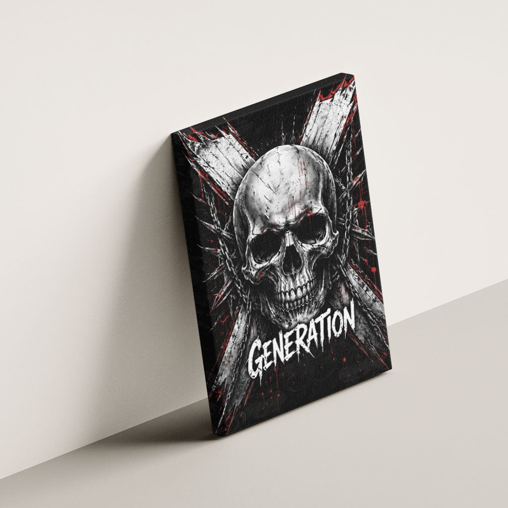 Generation X Skull Canvas Wall Art Distressed Heavy Metal Grunge