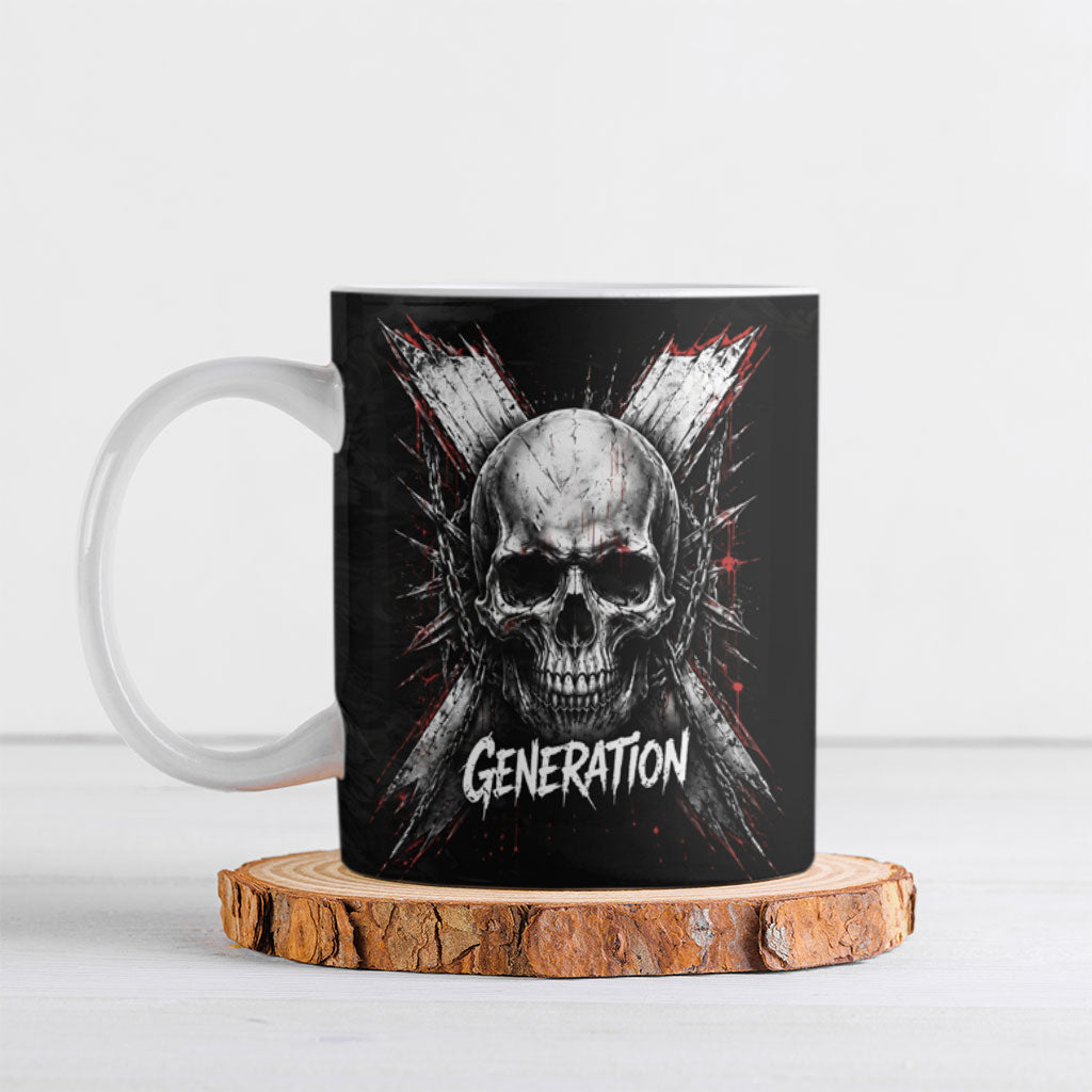 Generation X Skull Ceramic Mug Distressed Heavy Metal Grunge