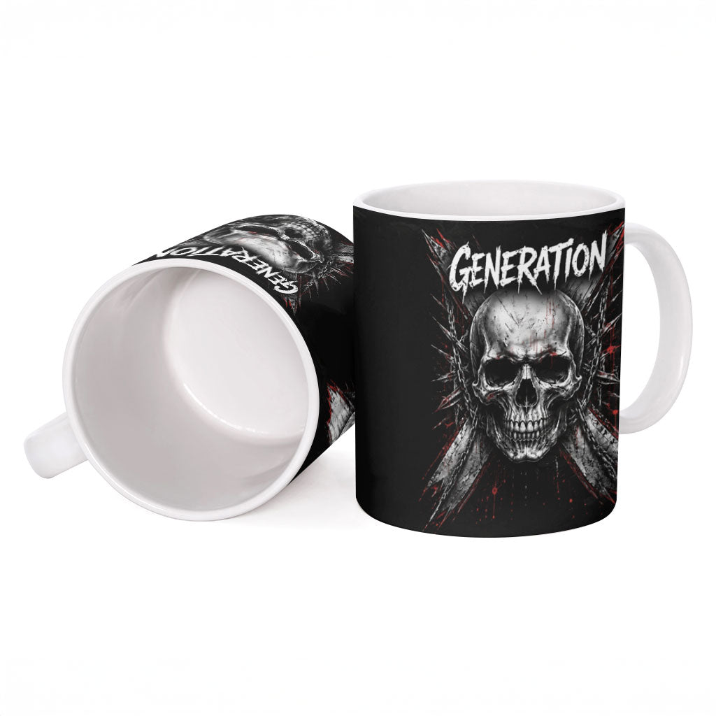 Generation X Skull Ceramic Mug Distressed Heavy Metal Grunge