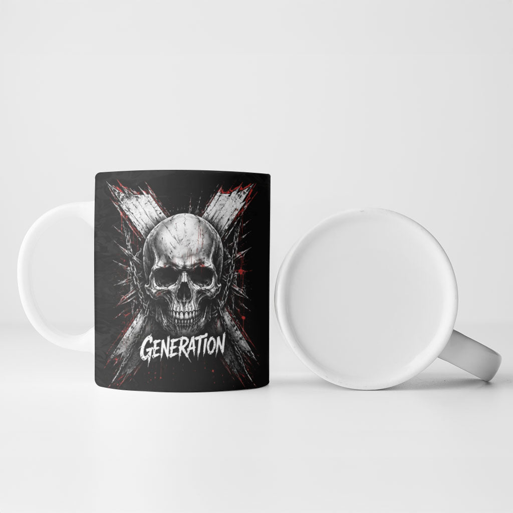 Generation X Skull Ceramic Mug Distressed Heavy Metal Grunge