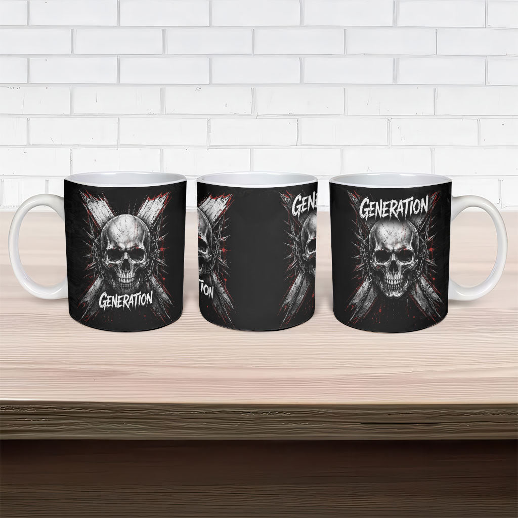 Generation X Skull Ceramic Mug Distressed Heavy Metal Grunge