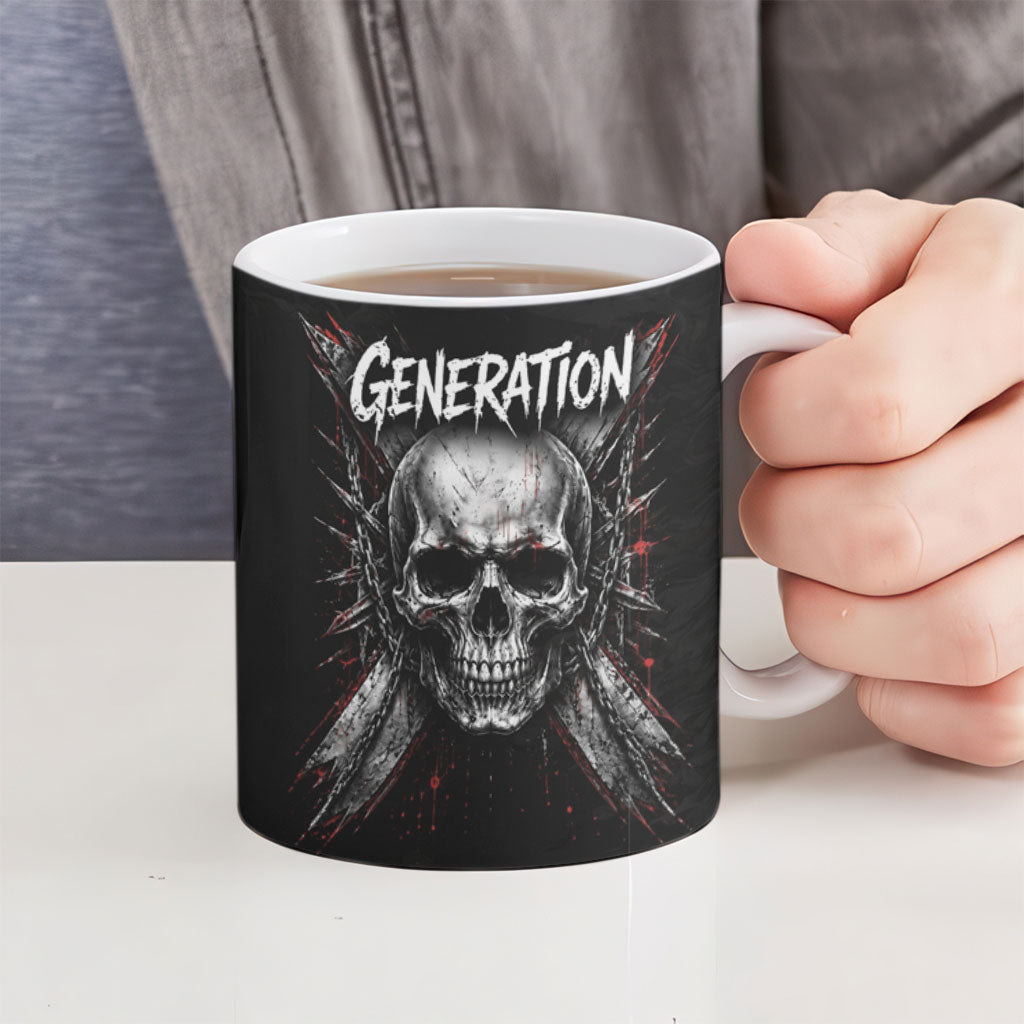 Generation X Skull Ceramic Mug Distressed Heavy Metal Grunge